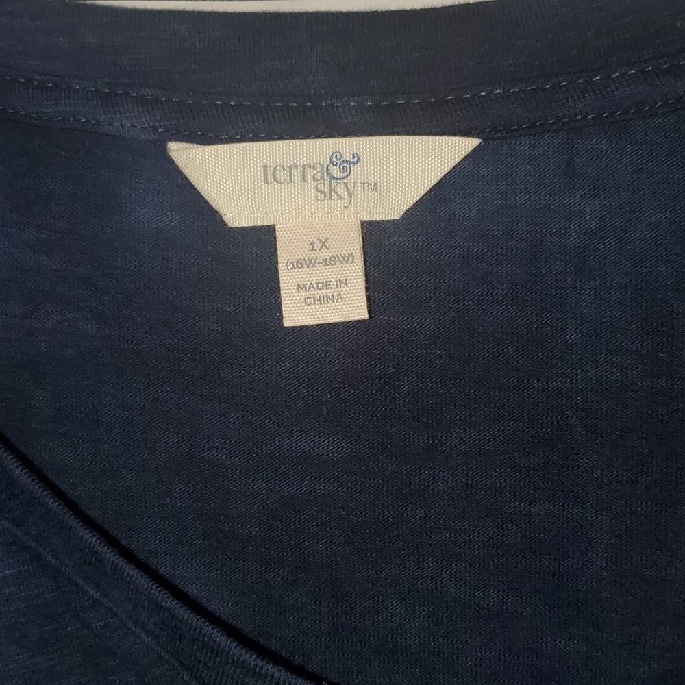Brand New Terra & Sky Dark Blue V-Neck Tee